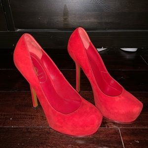 Yves Saint Laurent Red Tribtoo Suede Pump
